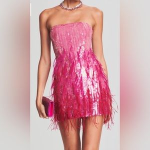 Retrofete Pink Sequin & Feather Dress